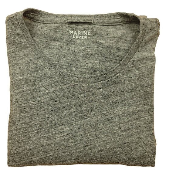 Marine Layer Womens L / XL Shirt Slub‎ Cotton Blend Short Sleeve Gray Pull On - Picture 10 of 12